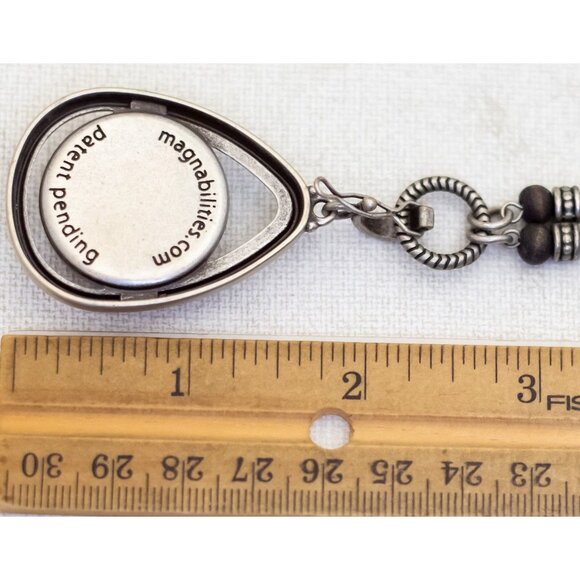 18 inch, Vintage Round Circle Sky Teardrop Stone Silver Tone Necklace - T22 - Picture 3 of 3